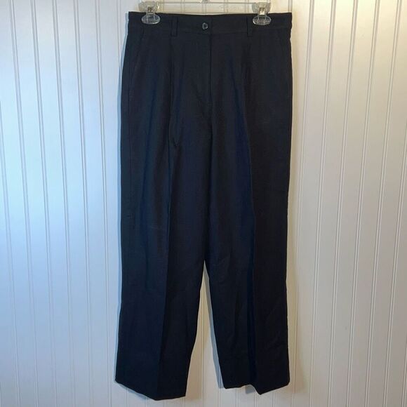 Vintage Chadwick’s Linen Blend Lined Dress Pants Size 10P Black Pleated Front - Picture 1 of 8